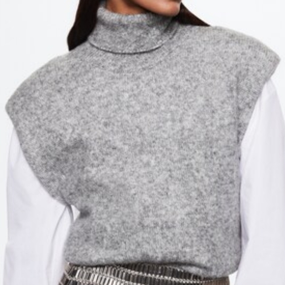 Mango Sweaters - Mango Heather Gray Turtleneck Sweater